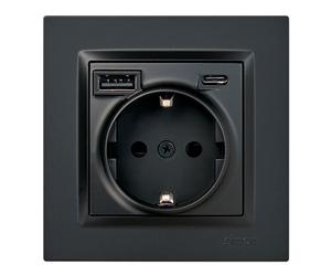 Simon Base enchufe Schuko + USB A + C 10,5 W 16 A 250 V~ Negro mate
