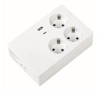 SIMON - Base Multifix, Enchufe Múltiple, 3 Tomas Schuko 16A y 2 USB C, Carga Rápida, Regleta con Toma Tierra, Instalación Empotrada, Ladrón 250V, 3680W, Color Blanco