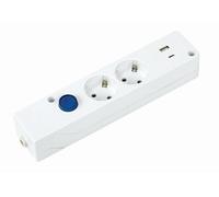 SIMON - Base Multifix, Regleta de Enchufes, 2 Tomas 16A y 2 USB C, Carga Rápida, Quick Charge, Enchufe Múltiple, Ladrón con Toma Tierra e Interruptor, 250V, 3680W, Color Blanco