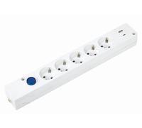 SIMON - Base Multifix, Regleta de Enchufes, 5 Tomas 16A y 2 USB C, Carga Rápida, Quick Charge, Enchufe Múltiple, Ladrón con Toma Tierra e Interruptor, 250V, 3680W, Color Blanco
