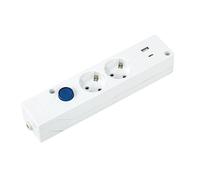 SIMON - Base Multifix, Regleta de Enchufes con 2 Tomas 16A y 2 USB C, Carga Rápida, Quick Charge, Enchufe Múltiple, Ladrón con Toma de Tierra e Interruptor de Luz, 250V, 3680W, Color Blanco