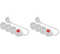 Simon - Base Múltiple, Regleta de Enchufe Plano, 3 Tomas de 16A, Ladrón de Enchufes con Toma de Tierra e Interruptor ON/Off, Cable de 1,5 Metros, Color Blanco (Paquete de 2)