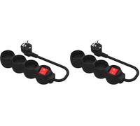 Simon - Base Múltiple, Regleta de Enchufe Plano, 3 Tomas de 16A, Ladrón de Enchufes con Toma de Tierra e Interruptor ON/Off, Cable de 1,5 Metros, Color Negro (Paquete de 2)