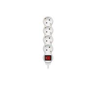 SIMON - Base Múltiple, Regleta de Enchufe Plano, 4 Tomas de 16A, Ladrón de Enchufes con Toma de Tierra e Interruptor ON/OFF, Cable de 1,5 Metros, Color Blanco