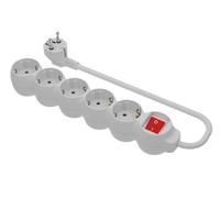 SIMON - Base Múltiple, Regleta de Enchufe Plano, 5 Tomas de 16A, Ladrón de Enchufes con Toma de Tierra e Interruptor ON/OFF, Cable de 1,5 Metros, Color Blanco
