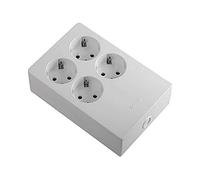 SIMON BRICO - Base Multifix, Enchufe Múltiple, Multiplicadora de 4 Tomas, 16A con Toma de Tierra, Instalación Empotrada, Pared o Superficie, 250V, Potencia Máxima 3680W, Color Blanco