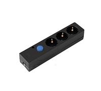 SIMON BRICO - Base Múltiple Multifix, Regleta de Enchufe Plano, 3 Tomas de 16A, Ladrón de Enchufes con Toma de Tierra e Interruptor de Luz, 250V, 3680W, Color Negro