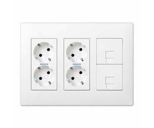 Simon Caja con 4 Schuko + 2 RJ45, 500 Cima Blanca