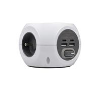Simon COMBIBALL - Base de Enchufe Múltiple con Toma Francesa, Regleta de Enchufes con USB, 8 Tomas de Carga, Ladrón de Enchufes con Interruptor, Carga Inalámbrica Smartphones, Color Blanco