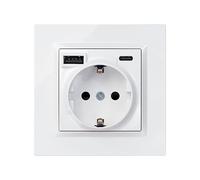 SIMON - Enchufe de Empotrar Schuko + 2 Puertos USB C (10,5W), Serie Simon 10, 250V, 16A, Enchufe de Pared con Carga Adicional, Incluye Marco, Tapa y Mecanismo, Color Blanco