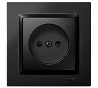 SIMON - Enchufe de Empotrar Schuko, Simon 10, 250V, 10 A, Enchufe de Pared Plano y Fino, Fácil de Instalar, Incluye Marco, Tapa y Mecanismo, Base de Enchufe Hembra Color Negro