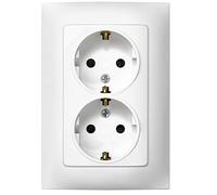 SIMON - Enchufe Doble de Empotrar Schuko, Serie Simon 10, 250V, 10 A, Enchufe de Pared Plano y Fino, Fácil de Instalar, Incluye Marco, Tapa y Mecanismo, Base de Enchufe Hembra Color Blanco