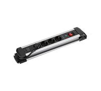 SIMON - Enchufe Múltiple Extrapower, Regleta de Enchufe Plano, Ladrón Enchufes con Interruptor, 4 Tomas 16 A 250V + 2 USB A, Protección de Sobretensiones y Cable 2M, Color Aluminio