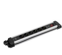 Simon - Enchufe Múltiple Extrapower, Regleta Enchufe Plano, Ladrón Enchufes con Interruptor, 6 Tomas 16 A 250V + 2 USB A, Protección Sobretensiones,Cable 2M, Color Aluminio y Negro