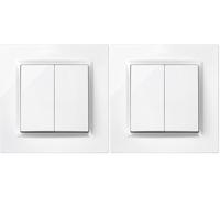 SIMON - Interruptor Conmutador Doble, Serie Simon 10, 230V, Interruptor de Pared Interior, Fácil de Instalar, Incluye Marco, Tapa y Mecanismo, Color Blanco (Paquete de 2)