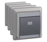 SIMON - Interruptor Conmutador Empotrable, Serie Simon 44 Aqua, 230V 10A, Interruptor Táctil de Pared, Apto para Exteriores, Fácil de Instalar, Incluye Caja, Tapa y Mecanismo, Color Gris