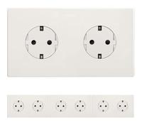 SIMON - KIT dos enchufes de Empotrar Clean Schuko blanco, Simon 270, 250V, 16 A, Enchufe Pared Plano y Fino, Fácil de Instalar, Incluye Marco, Tapa y Mecanismo, Color blanco (Paquete de 4)
