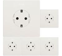 SIMON - KIT enchufe de Empotrar Clean Schuko blanco, Serie Simon 270, 250V, 10 A, Enchufe de Pared Plano y Fino, Fácil de Instalar, Incluye Marco, Tapa y Mecanismo, Color blanco (Paquete de 5)