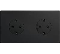 SIMON - KIT Enchufe Doble de Empotrar Clean Schuko, Serie 270, 250V, 16 A, Enchufe de Pared Plano y Fino, Apto para Interiores, Fácil de Instalar, Incluye Marco, Tapa y Mecanismo, Color Negro