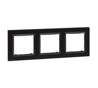 SIMON - Marco Interruptor de Pared, 3 Elementos, Compatible con Mecanismos Simon 10, Apto para Interiores, Fácil de Montar, Compatible con Pulsador, Conmutador y Enchufe Schuko, Color Negro