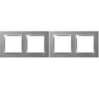 SIMON - Marco Interruptor de Pared, 2 Elementos, Compatible con Mecanismos Simon 10, Apto para Interiores, Fácil de Montar, Compatible con Pulsador, Conmutador y Enchufe Schuko, Color Aluminio
