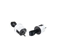 SIMON PLUG - Clavija Extraplana con Salida Lateral, Clavija de Enchufe Macho 16A 250V, con Toma de Tierra y Sistema Easy-Pull, Ideal para Espacios Reducidos y Detrás de Muebles, Color Blanco y Negro