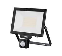 Simon - Proyector LED con Sensor de Movimiento 50W 5000 lm 4000K IP44, Foco Exterior con Sensor PIR, 120° Apertura, CRI 80, Ideal para uso industrial o Zonas de Paso, Color Negro