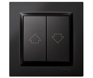 SIMON - Pulsador de Persianas, Interruptor Empotrable Pared, Serie Simon 10, Fácil de Instalar, Apto para Interiores, Incluye Marco, Tapa y Mecanismo, Pulsador Inteligente Color Negro