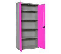 Simon Rack Amario Metálico Almacenaje, Armario Multiusos, 2 Puertas, 4 Estantes, 1800x800x400 mm, MONTADA, Gris/Rosa - Simonlocker