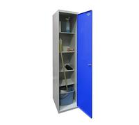 Simonrack Armario escobero metálico 1800x400x400 mm 4 estantes 1 puerta Gris/Azul con llave