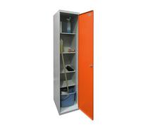 Simonrack Armario escobero metálico para garaje con llave 4 estantes 1800x400x400 mm Gris/Naranja