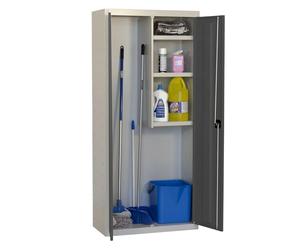 Simon Rack Armario Escobero Metálico 1800x600x400 mm - Simonlocker | 2 Puertas, 3 Estantes, Incluye 2 Llaves, Gris/Antracita, Pintura anticorrosión