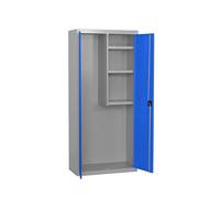 Simon Rack Armario Escobero Metálico con Llave para Garaje, 3 Estantes, 2 Puertas, 1800x800x400 mm, Gris/Azul - Simonlocker