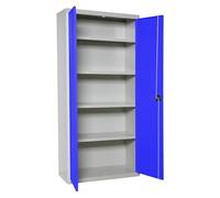 Simon Rack Armario Metálico Garaje 1800x1000x400 mm - Simonlocker | 2 Puertas, 4 Estantes, Incluye 2 Llaves, Gris/Azul, Pintura anticorrosión