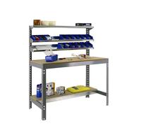 Simonrack Banco de trabajo Taller BT1 – Capacidad 600 kg, 1445×1210×610 mm, Gris/Madera