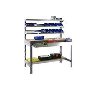 Simonrack Banco de trabajo BT1 para taller – 600 kg, 1445x1510x760 mm, 1 cajón, Gris/Madera