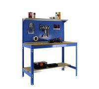 Simonrack Banco de trabajo taller BT3 Blue Large – 600 kg, 1445x1210x610 mm, Azul/Madera