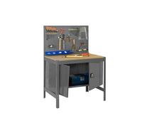 Simonrack Banco de trabajo taller BT2 – Capacidad 600 kg, 1445x1210x610 mm, Gris/Madera
