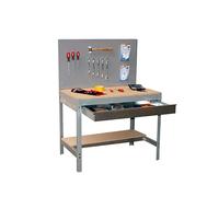 Simonrack Banco de trabajo BT2 – Capacidad 600 kg, 1445×1510×610 mm, 1 cajón Gris/Madera