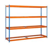 Simon Rack Estanteria Industrial, 2000x1200x450 mm, 400 kg de Punto Flexión, 4 Alturas, Sin Bandejas, Estanterias Almacenaje, Estanterias Metalicas, Azul/Naranja - SimonTaller