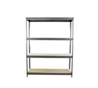 Simon Rack Estanteria Industrial, 2000x1200x450 mm, 400 kg de Punto Flexión, 4 Estantes Madera, Estanterias Almacenaje, Estanterias Metalicas, Gris/Madera - SimonTaller
