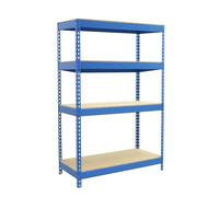 Simonrack Estantería industrial 2000x1200x450 mm 4 baldas madera 300 kg punto de flexión Azul/Madera