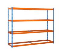 Simon Rack Estanteria Industrial, 2000x1800x450 mm, 400 kg de Punto Flexión, 4 Alturas, Sin Bandejas, Estanterias Almacenaje, Estanterias Metalicas, Azul/Naranja - SimonTaller