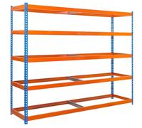 Simon Rack Estanteria Industrial, 2000x1800x450 mm, 400 kg de Punto Flexión, 5 Alturas, Sin Bandejas, Estanterias Almacenaje, Estanterias Metalicas, Azul/Naranja - SimonTaller