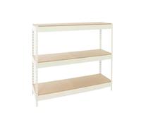 Simon Rack Estantería Industrial, 2000x1800x450 mm, 600 kg de Punto Flexión, 3 Estantes Madera, Estantería Garaje, Blanco/Madera - Simonforte