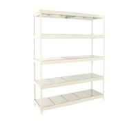 Simon Rack Estantería Industrial, 2000x1800x450 mm, 600 kg de Punto Flexión, 5 Estantes Metálicos, Estantería Garaje, Blanco/Galva - Simonforte