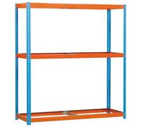 Simon Rack Estanteria Industrial, 2000x1800x600 mm, 600 kg de Punto Flexión, 3 Alturas, Sin Bandejas, Estanterias Almacenaje, Estanterias Metalicas, Azul/Naranja - SimonTaller