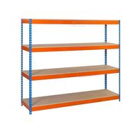 Simonrack Estantería Simonforte 2000x2100x900mm 4 baldas madera 500 kg Azul/Naranja/Madera