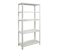 Simon Rack Estantería Metálica, 180x80x30 cm, 5 Alturas, Bandeja Metal, 70 kg de Punto Flexión, Estanterías Almacenaje, Blanco - Ecoclick