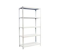 Simon Rack Estanteria Metalica, 2000x1000x400 mm, 5 Alturas, Bandeja Metal, 180 kg de Punto Flexión, Estanteria Almacenaje, Blanco - Simonclick